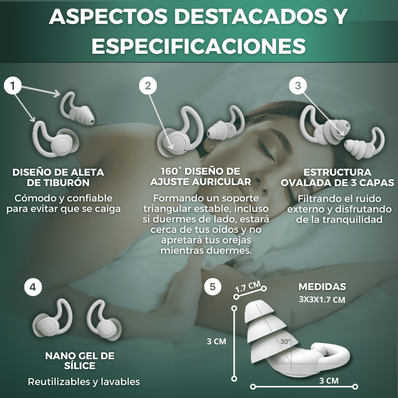 QuietWave® - Tapones Anti-Ruido para dormir en Silencio